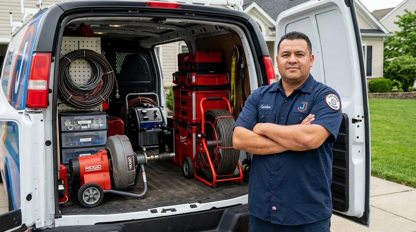 Professional drain cleaning equipment and Johns Plumbing LLC plumber in South Dos Palos