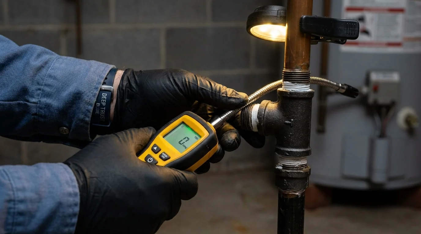 Gas leak detection with electronic sniffer by Johns Plumbing LLC in South Dos Palos