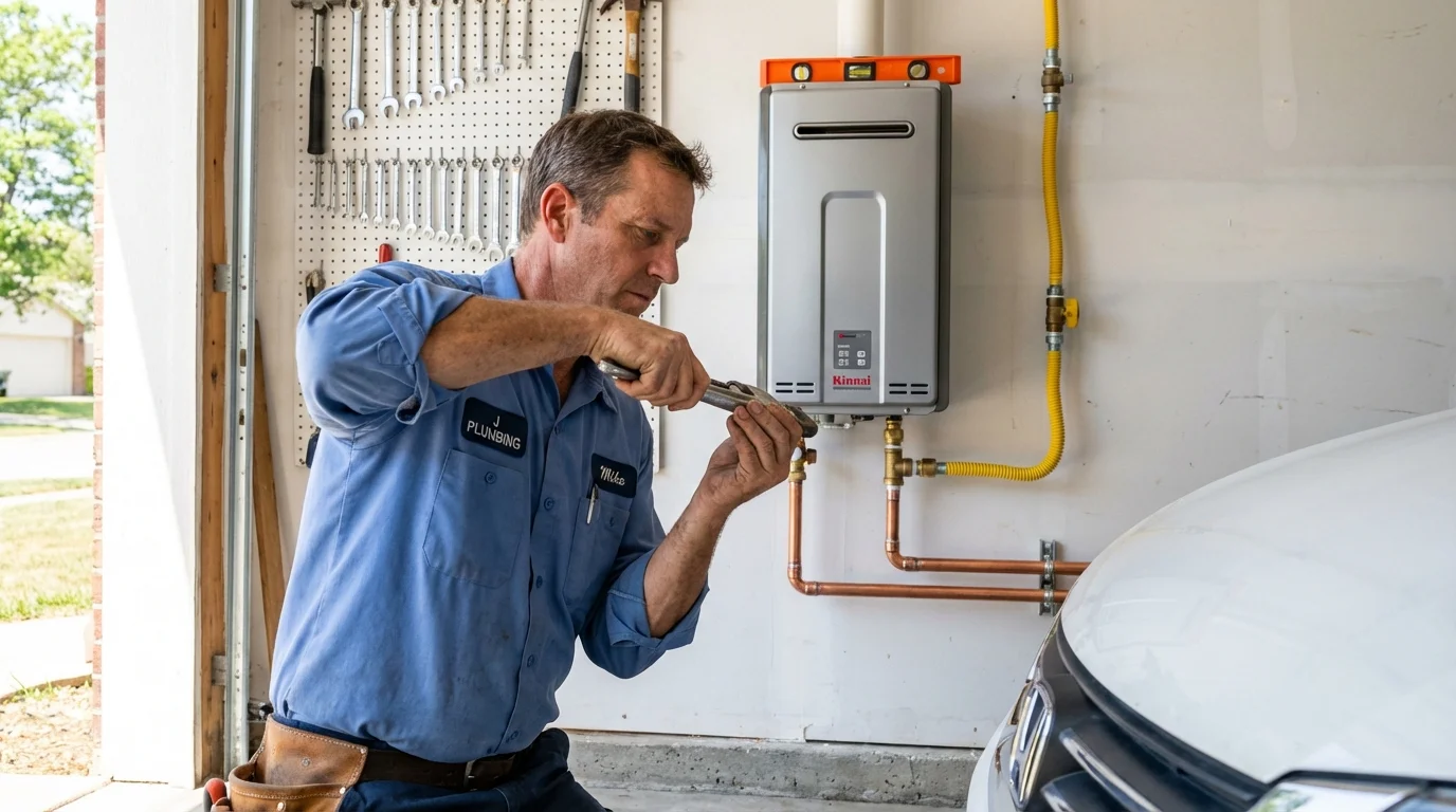 Tankless water heater installation by a Johns Plumbing LLC plumber in South Dos Palos